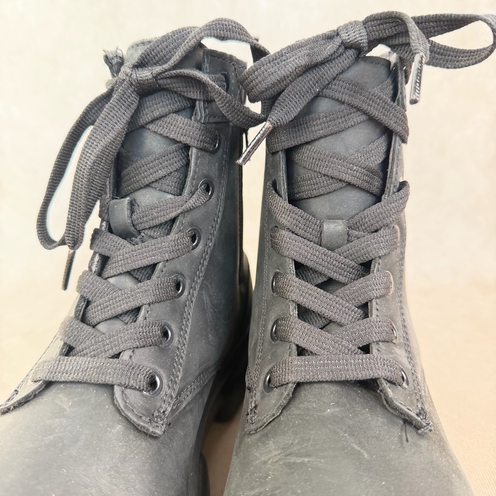 Sorel Explorer Black Leather Lace-Up Combat Boots Side Zip Women size 8 - Picture 11 of 14